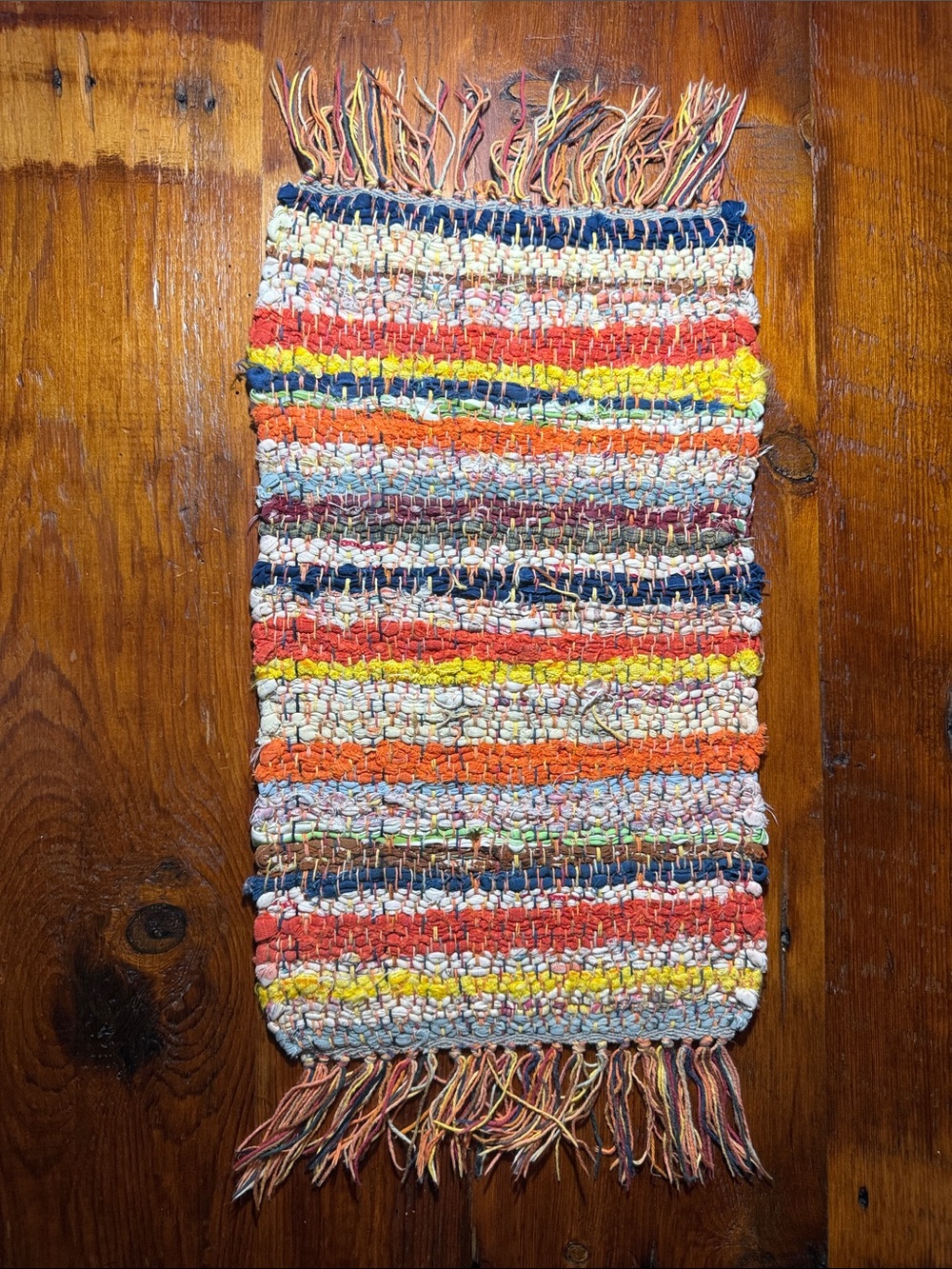 🌿21”x12” Multi Color Short Table Runner Handmade Loom Woven